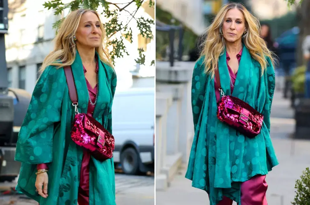 Sarah Jessica Parker durante el rodaje de And Just Like That.