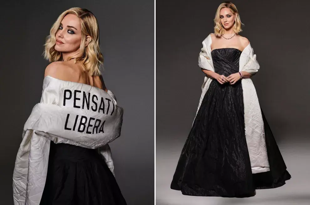 "Piensa con libertad", es el mensaje del vestido.