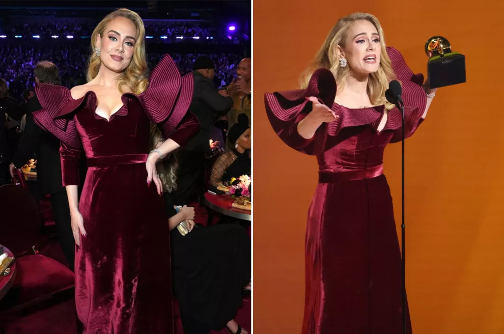 Adele sumó volumen a su look con unas mangas con volados.