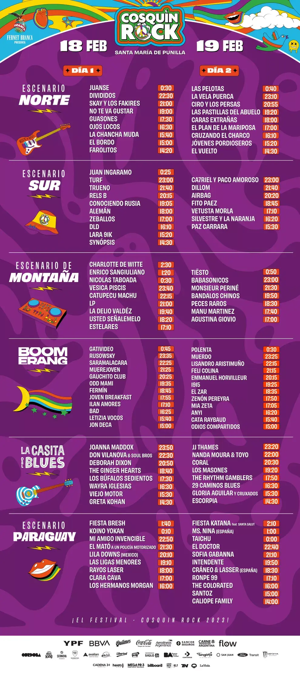 La grilla completa del Cosquín Rock 2023.