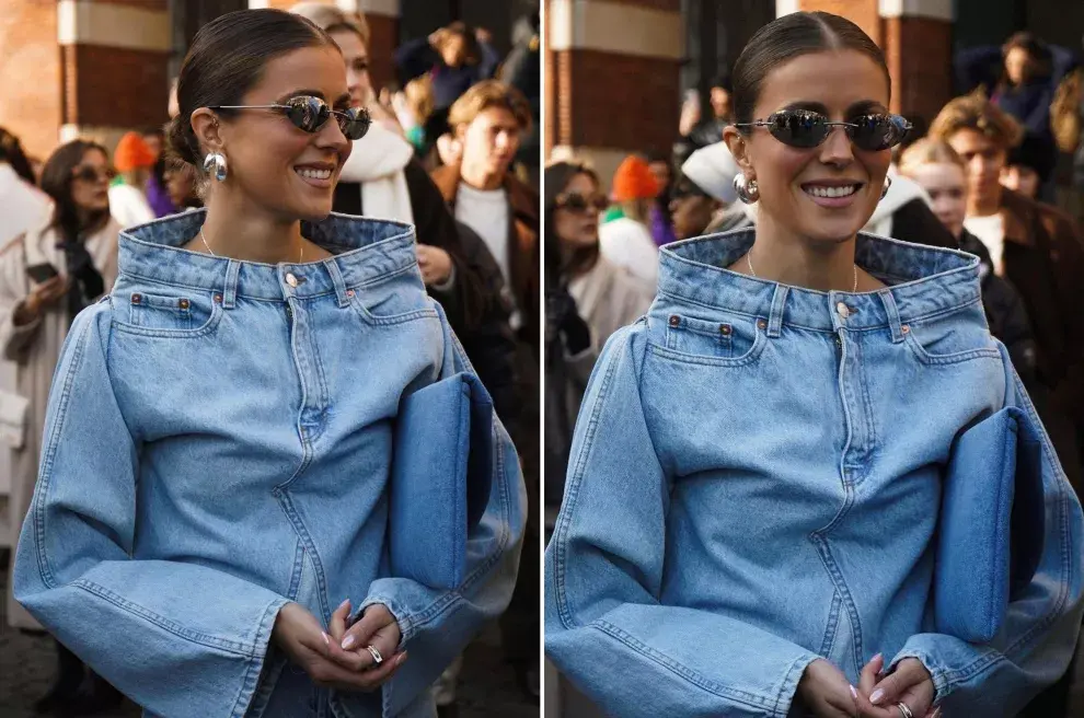 Nina Sandbech lució un look total denim.