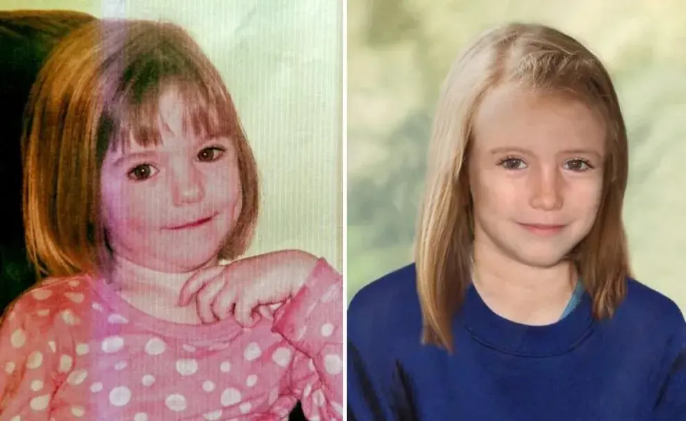 La foto de Madeleine McCann y una imagen de la infancia de Julia Wendell.