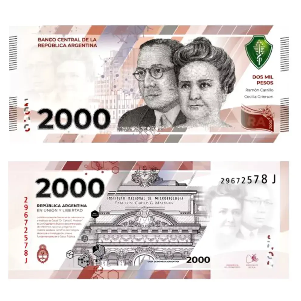 El nuevo billete de 2.000 pesos.