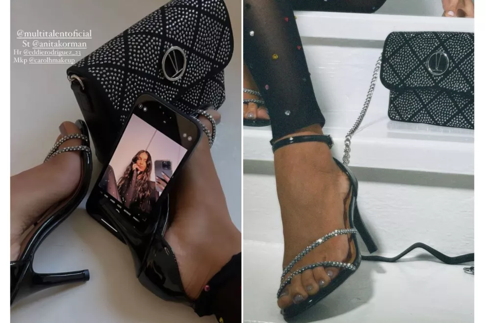 Los zapatos y cartera de Zaira para el desfile de Vizzano en el Argentina Fashion Week.