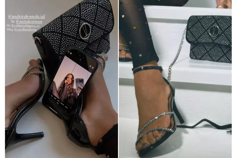 Los zapatos y cartera de Zaira para el desfile de Vizzano en el Argentina Fashion Week.