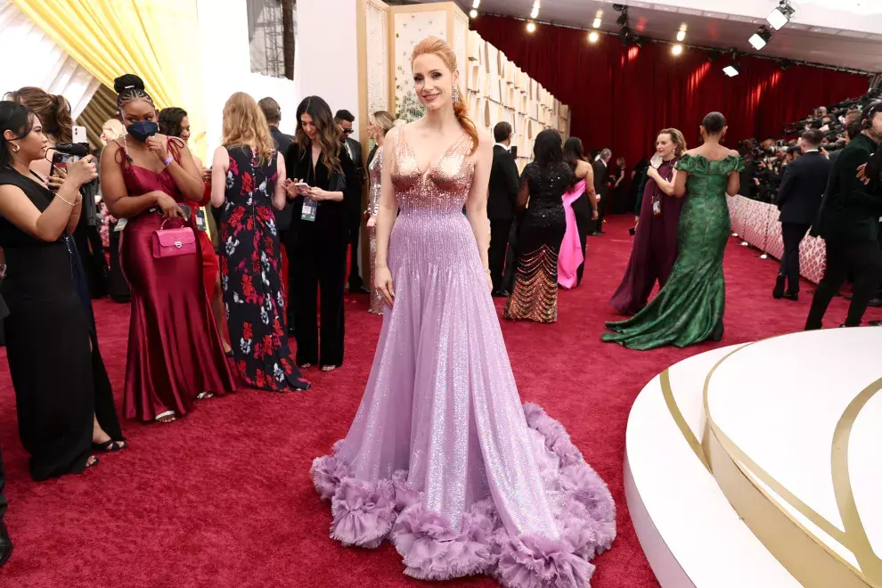 Jessica Chastain en la red carpet de los Oscar 2022.