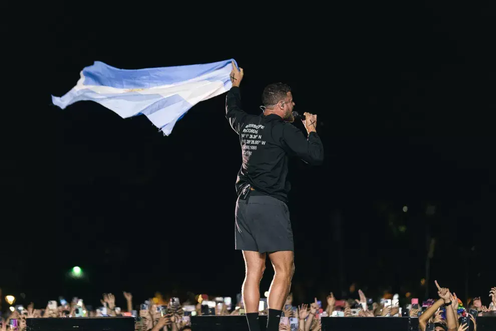 Dan Reynolds durante su show en Buenos Aires.