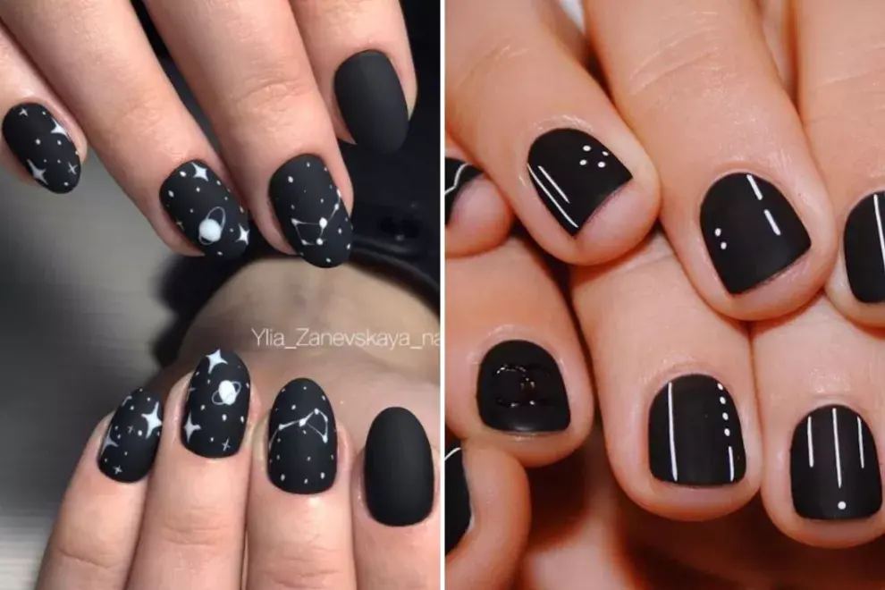 Obvio que la base negra es también ideal para hacer algo de nail art, podés ir por diseños sencillos como puntitos o hasta jugar con pequeñas estrellas.