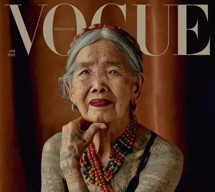 Con 106 años, esta filipina no sólo tiene el récord de ser la tatuadora más antigua del mundo sino la mujer más longeva en aparecer en una portada de Vogue