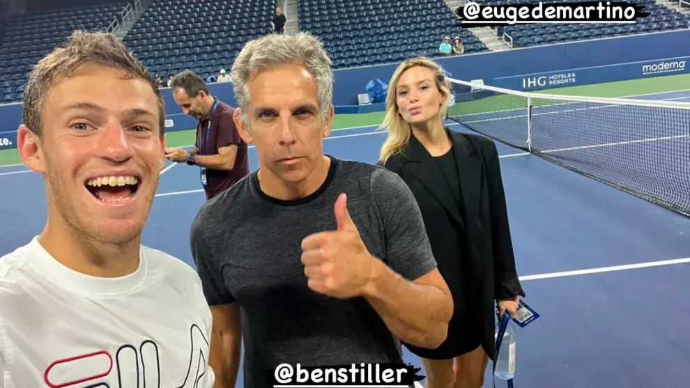 Diego Schwartzman, Ben Stiller y Euge De Martino.