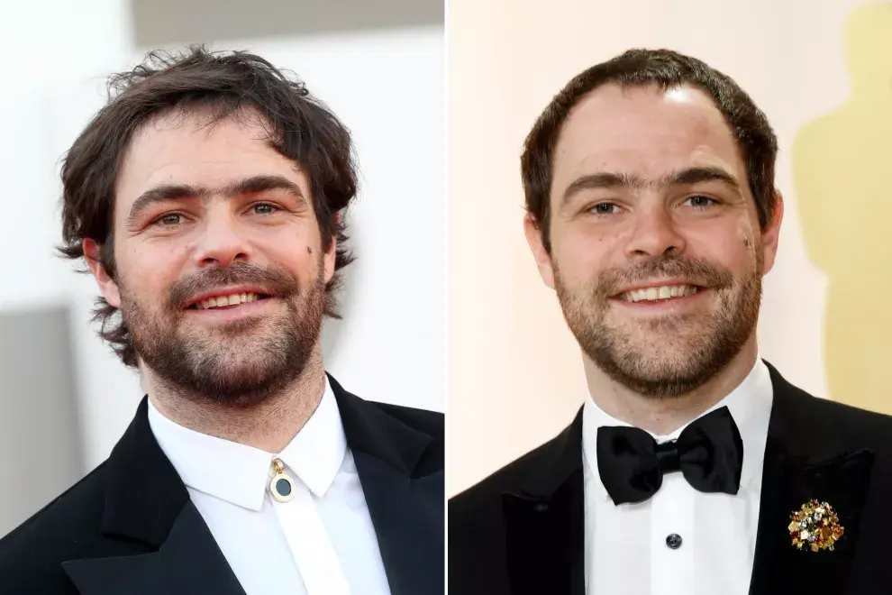 Peter Lanzani en el Festival Internacional de Cine de Venecia (izquierda) y en los Premios Oscar (derecha).