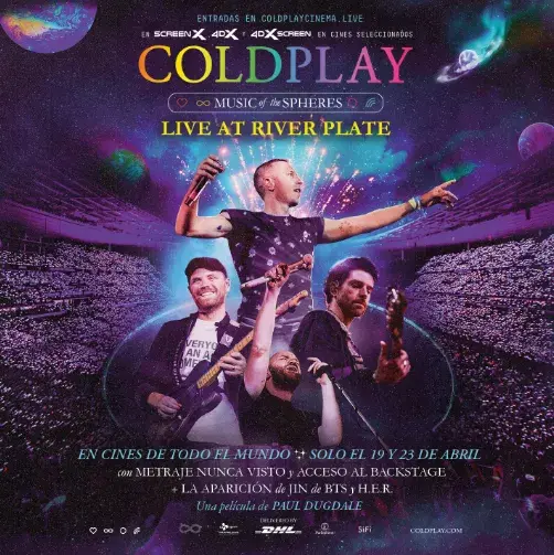 Afiche oficial de Coldplay: Music of the Spheres.