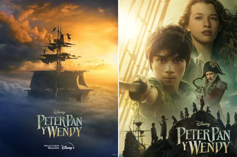 Los afiches oficiales de Peter Pan y Wendy.