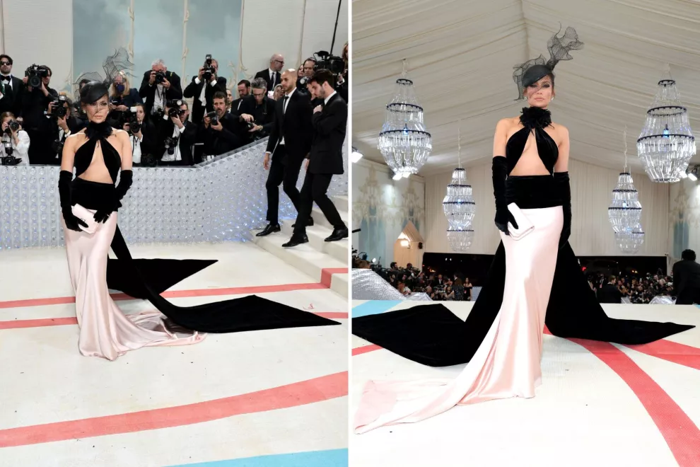 Jennifer Lopez con un increíble vestido en dos colores.