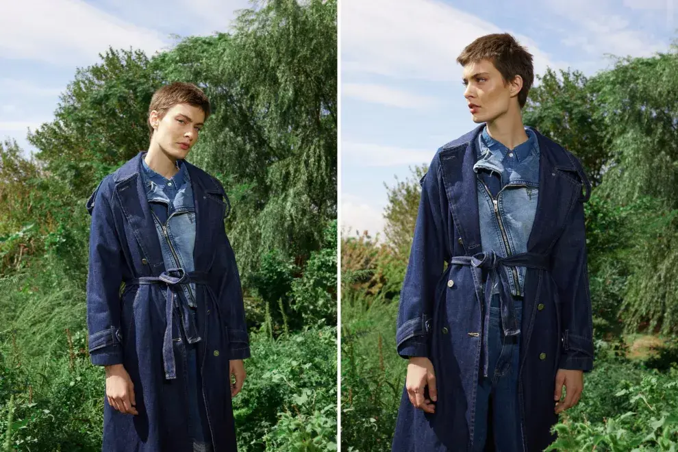 Trench de denim (Kosiuko, $88.000), caqueta, camisa y jean (Sweet $39.900, $24.900 Y $19.900).