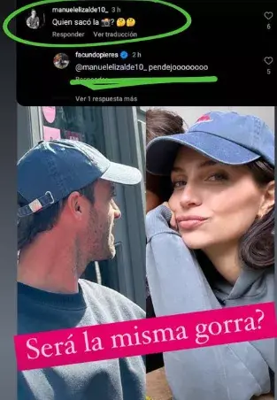 La imagen en la que se ve a Zaira y Facundo usando lo que parecería ser la misma gorra.