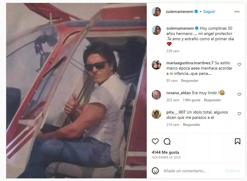 Un posteo en Instagram de Zulemita Menem, que recuerda a su hermano Carlitos el día en que hubiera cumplido 50 años.