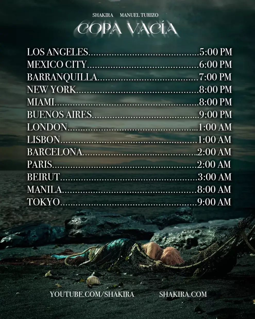 Los horarios para conocer el nuevo tema de Shakira, Copa Vacía.