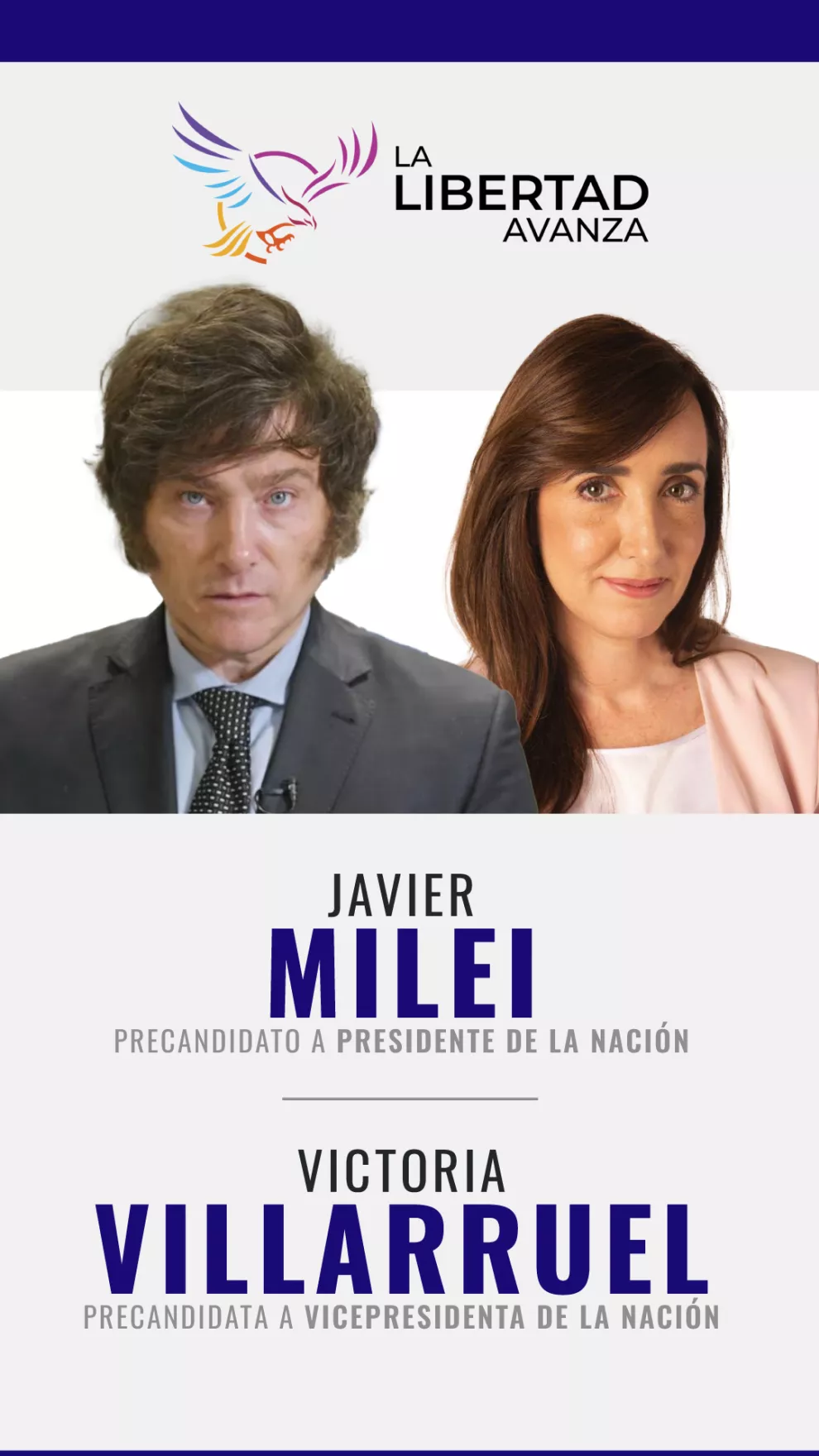 Javier Milei y Victoria Villarruel, por La libertad avanza.