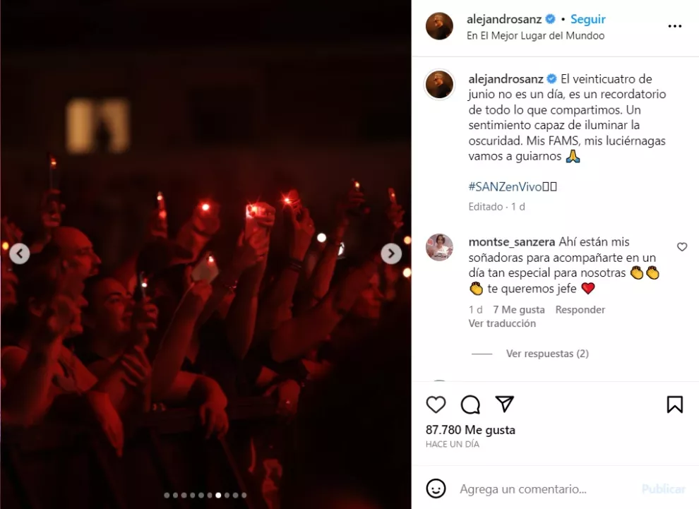 Alejandro Sanz agradeciendo en cariño de sus fans.