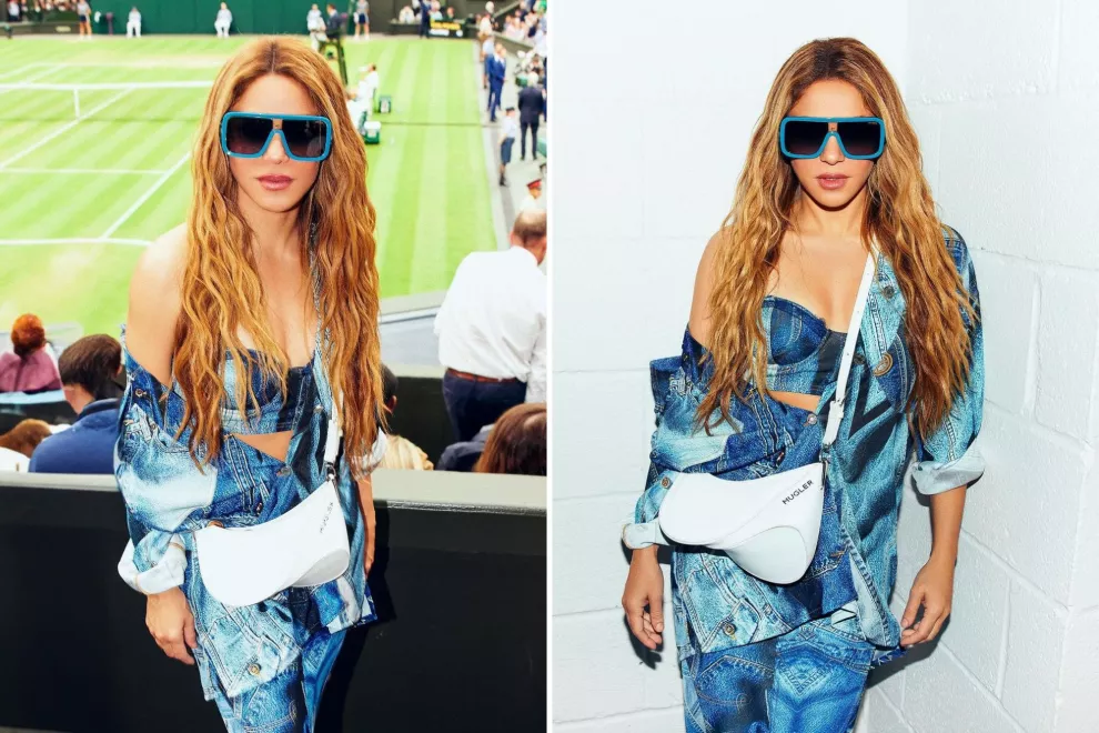 En cuanto accesorios, Shakira eligió unas increíbles gafas y cartera.