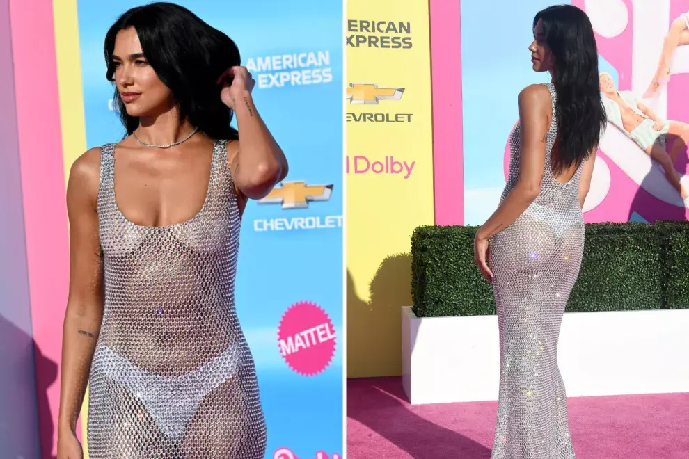 Dua Lipa acaba de llevar un vestido transparente con tanga en el estreno de  Barbie en Los Ángeles