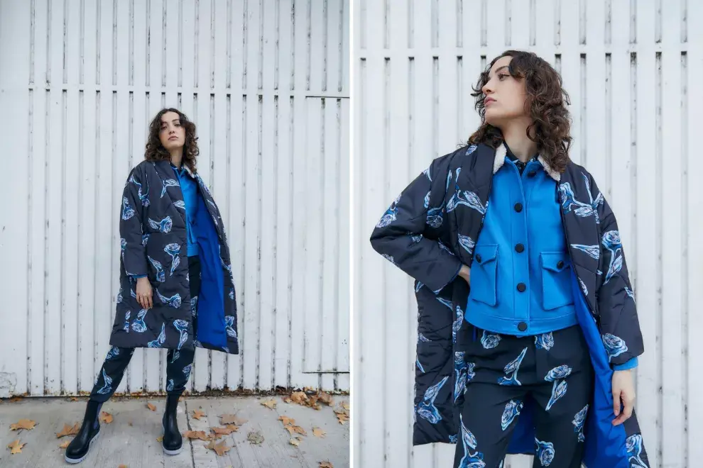CAMPERA, CAMISA Y PANTALÓN (JUSTA PETRA, $119.200, $44.000 Y $33.440), SACO (FINI BRAUN, $118.800).