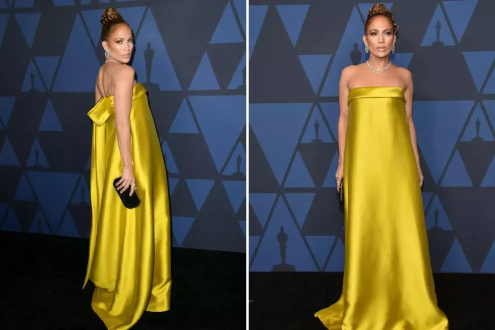 Proponiendo una silueta completamente diferente, JLo lució este vestido para la fiesta de los Premios Oscar 2019. Es un diseño de Lanvin.