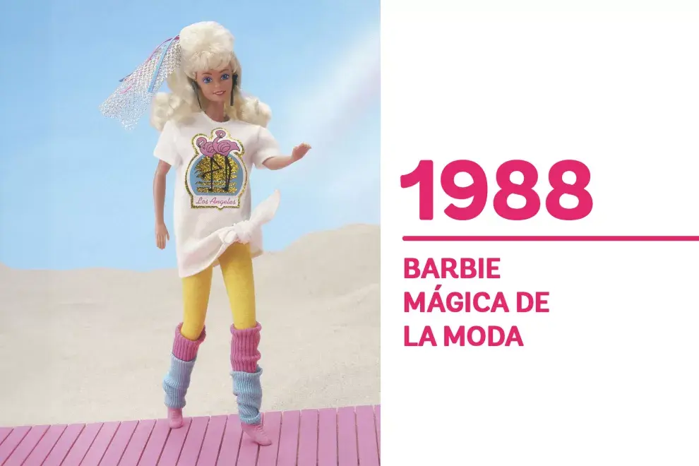 1988 Con las calzas y remera XL (que hoy vuelven a ser tendencia), "Barbie mágica de la moda", es otro icono de la década. 