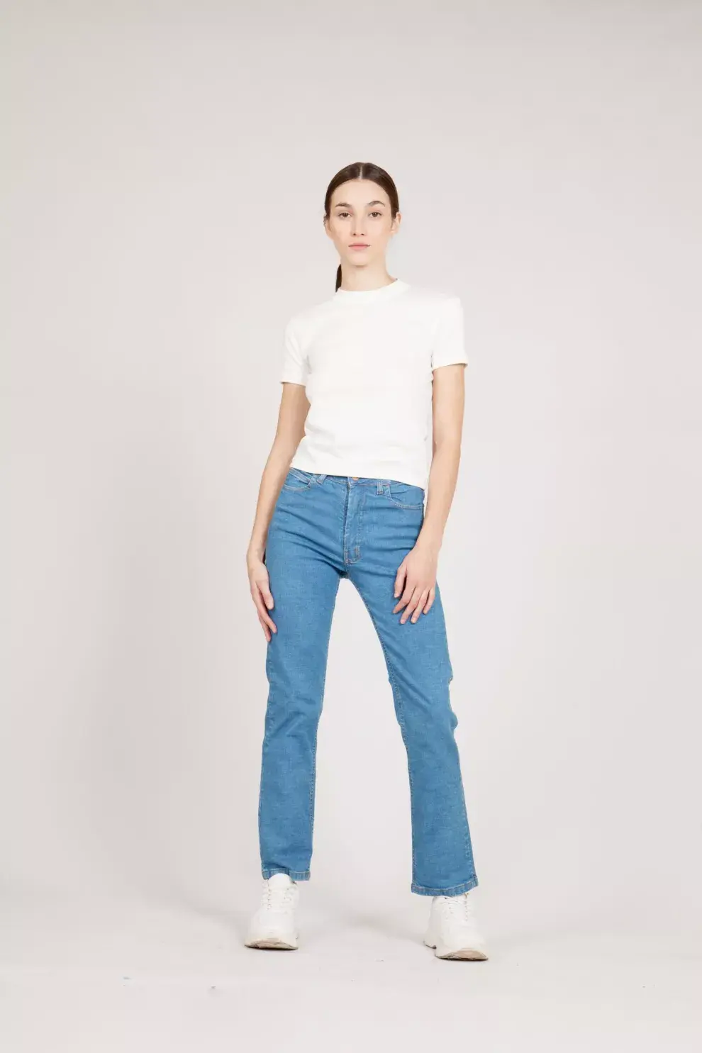 Crop jean celeste