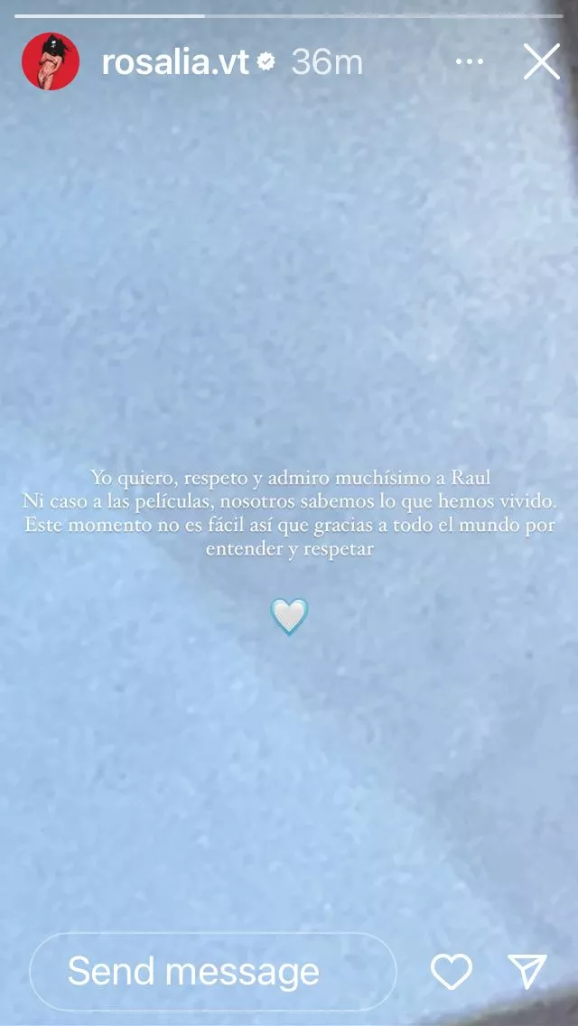 Con una story en su cuenta de Instagram, la artista escribió unas palabras sobre la separación.