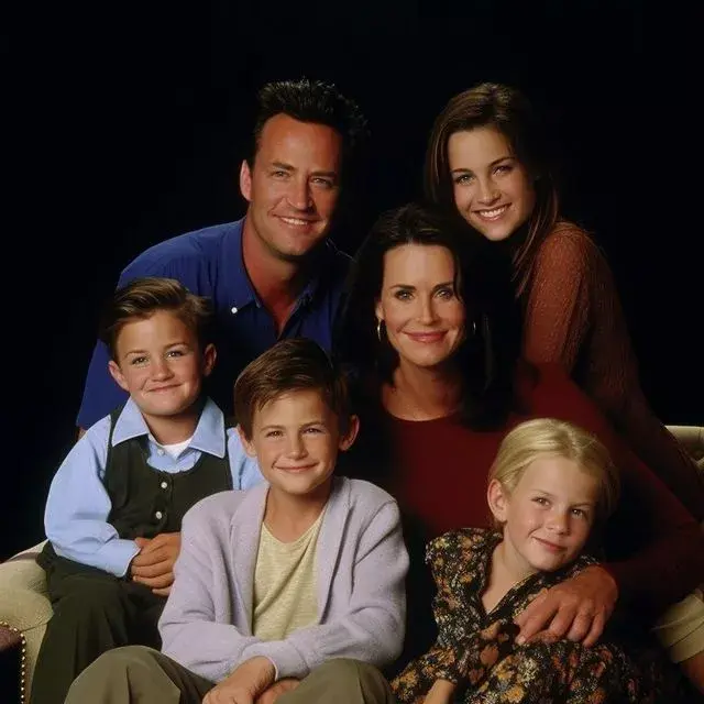 Monica Geller, Chandler Bing y sus cuatro hijos.