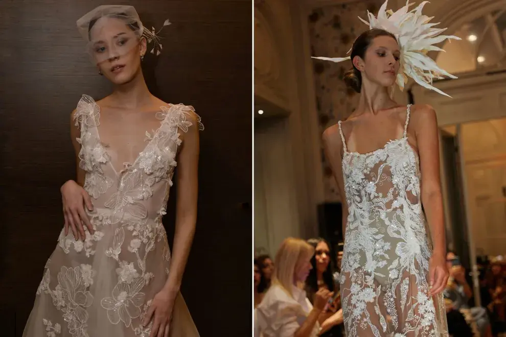 Foto izquierda: Fabián Zitta en Bridal Runway Latam 2023. Foto derecha: Pablo Almenar en  Bridal Runway Latam 2023.