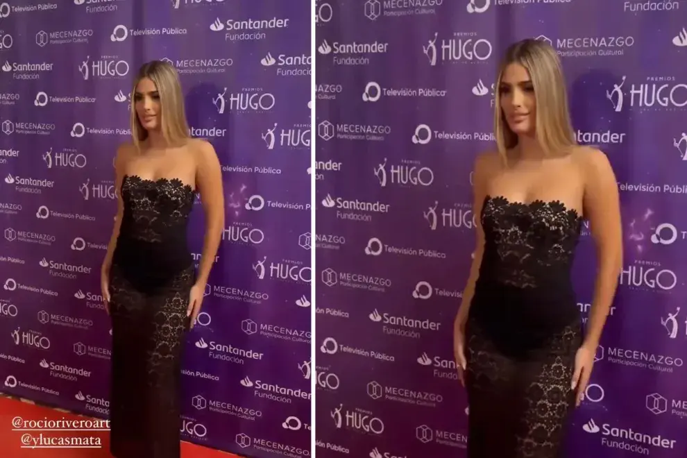 Julieta Poggio, vestido con transparencias y encaje en los Premios Hugo