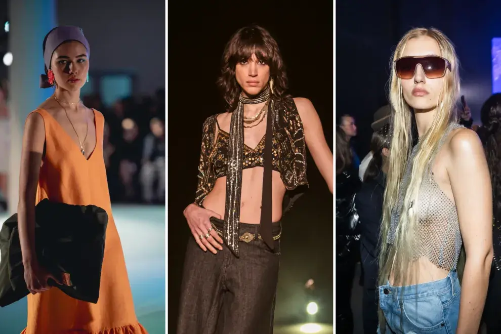 Foto izquierda: Mishka en BAFWEEK Primavera Verano 2023. Foto centro: Rapsodia en BAFWEEK. Foto derecha: Lovely Denim en BAFWEEK Primavera Verano 2023.