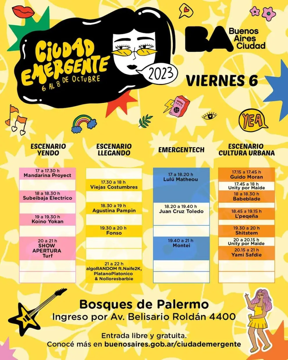 Line up de Ciudad Emergente 2023 - Día 1.