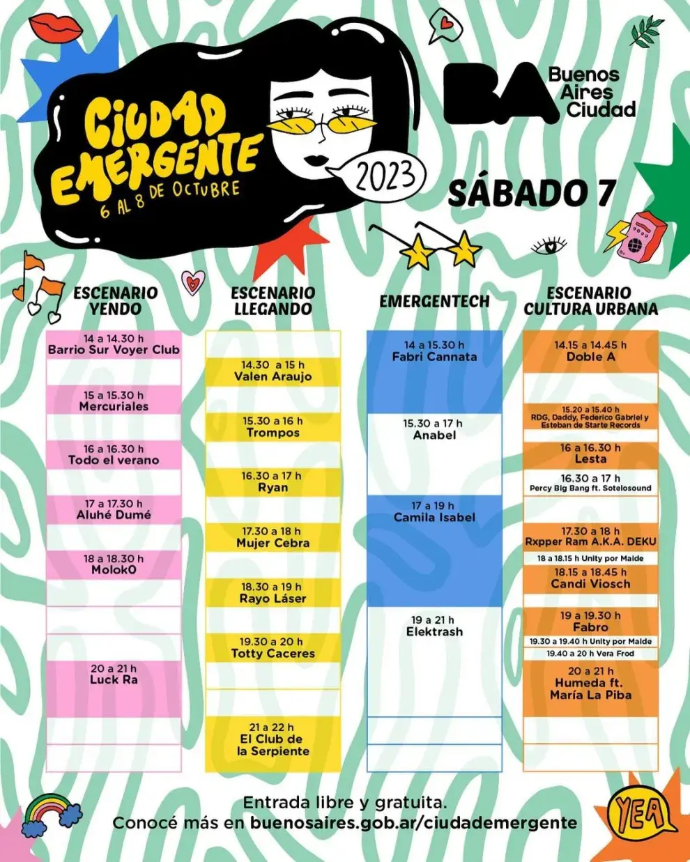 Line up de Ciudad Emergente 2023 - Día 2.