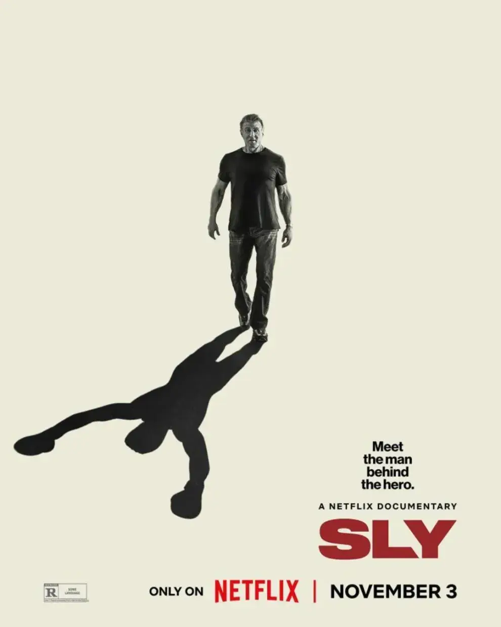 El afiche oficial de Sly, el nuevo documental de Netflix que estrena en noviembre.