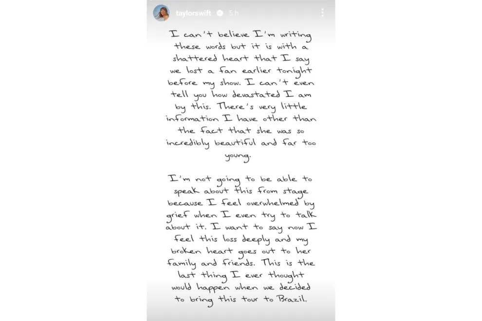 La story compartida por Taylor Swift en su cuenta de Instagram.