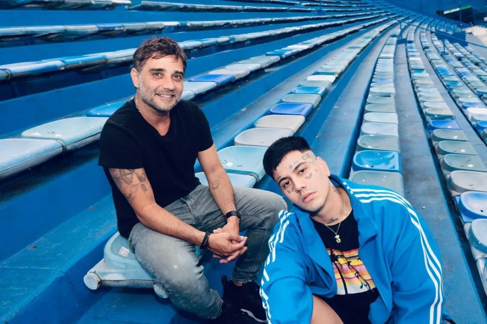 Federico Lauria y Duki en el Estadio Vélez Sarsfield.