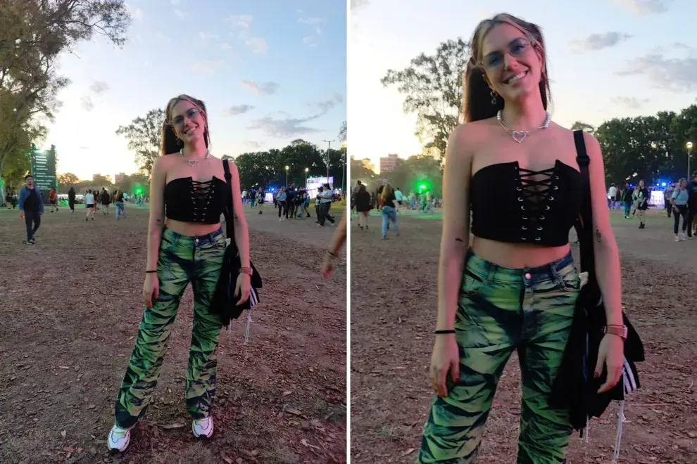 Amamos fuerte este look de pantalón verde con corset. Toda la onda.