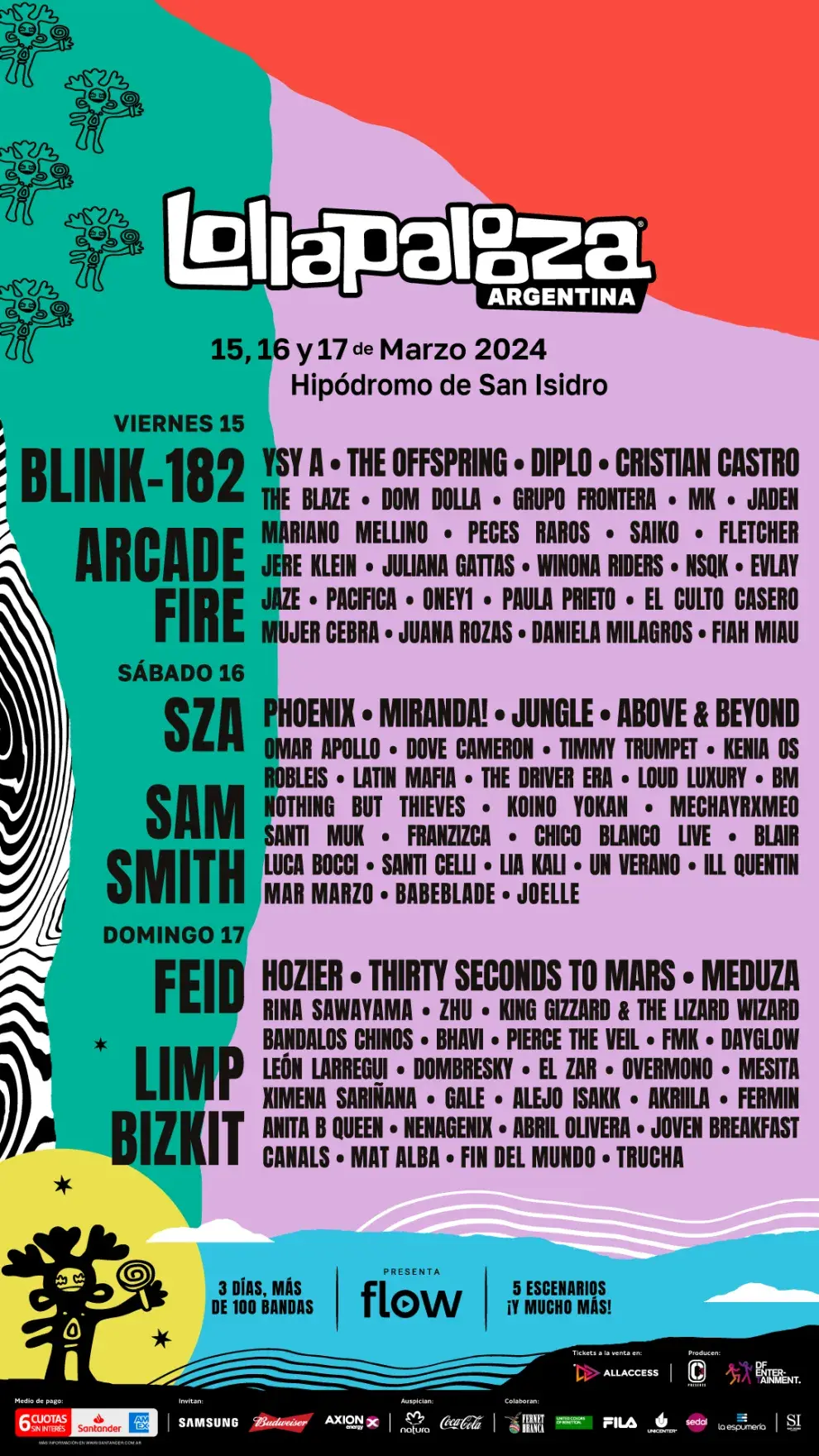 Lollapalooza Argentina 2024  15, 16 y 17 de marzo en el Hipódromo de San  Isidro