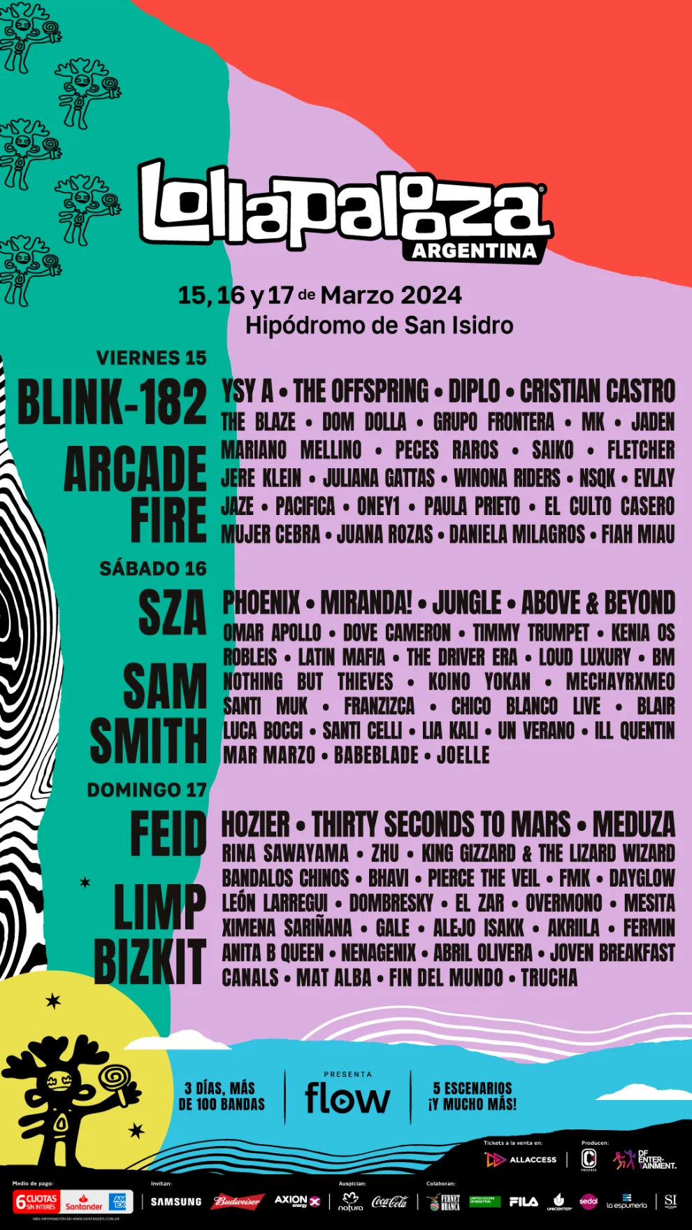 Line ups del Lollapalooza Argentina 2024.
