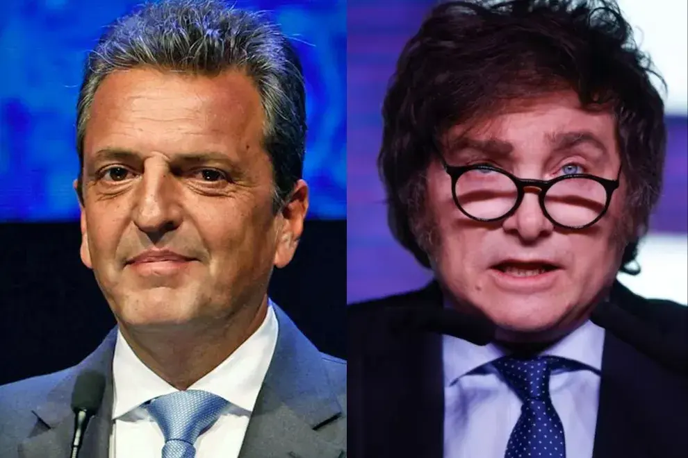 Massa y Milei., los dos candidatos presidenciales que se enfrentarán al debate.