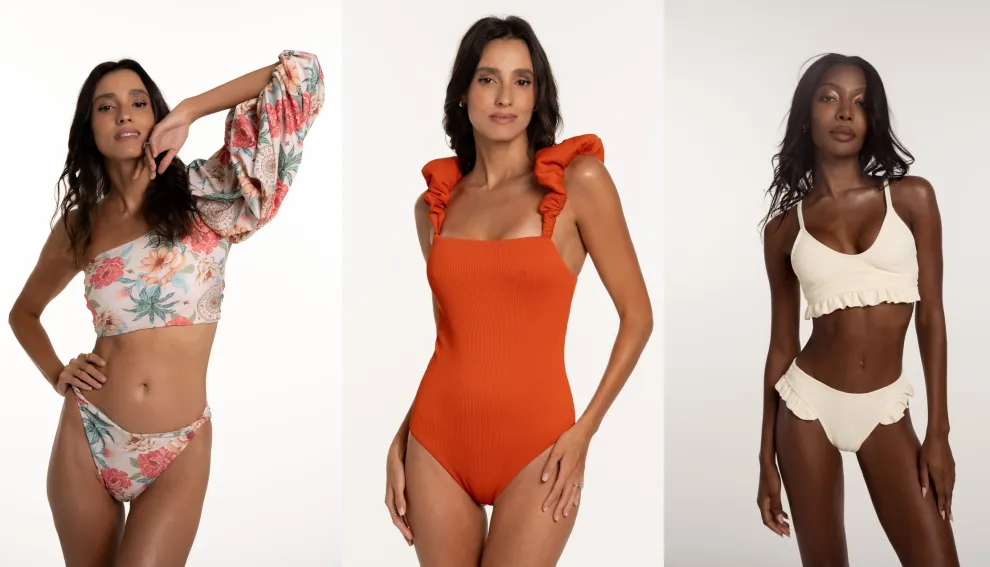 Elegancia y conciencia ecológica (bikinis desde $50.900 / enterizas desde $47.900).