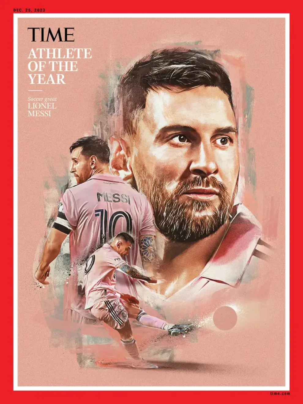 La portada de la revista Time con Messi como el atleta del año.