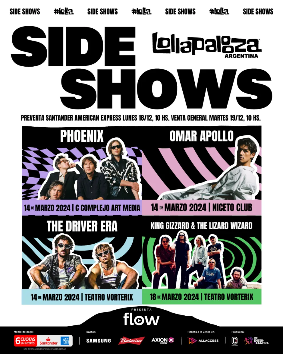 Los sideshows de Lollapalooza Argentina 2024.