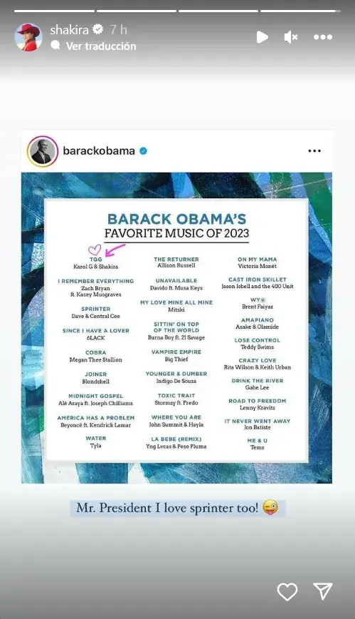 El mensaje de Shakira a Barack Obama.