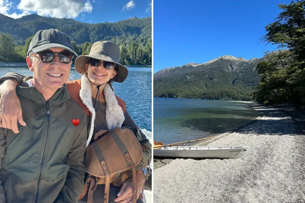 En lo que parece el sur de Argentina, Juliana Awada y Mauricio Macri posaron felices.