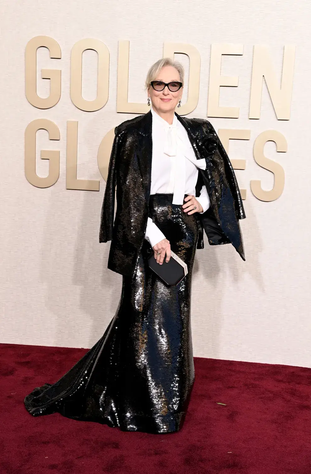 Meryl Streep en la alfombra roja de los Golden Globes 2024.